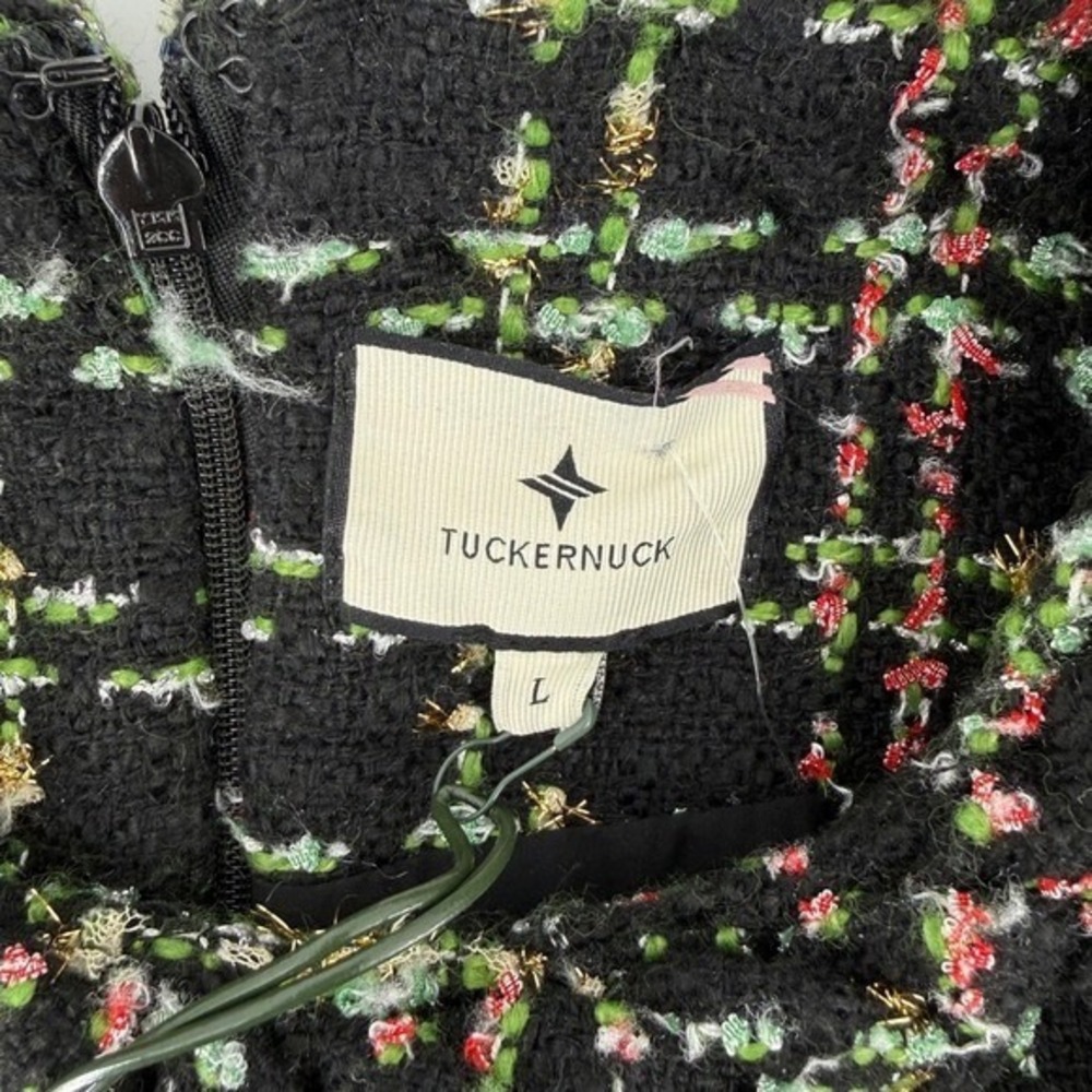 Tuckernuck Jackie Holly Tinsel Tweed Short Sleeve Dress Black Size Large Festive - Picture 4 of 9
